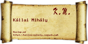 Kállai Mihály névjegykártya